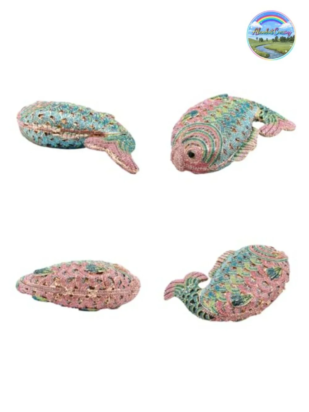Luxury Rhinestone Fish Evening Clutch Bag Party Wedding Purse
